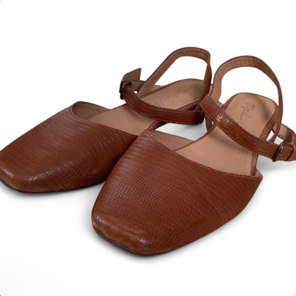 Madewell The Jeanne Slingback Flat in Lizard Embossed Leather - Picture 3 of 11